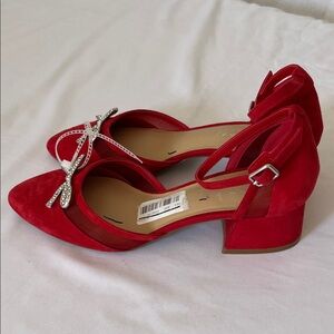 Copper Key Red Heels with Bow Detail